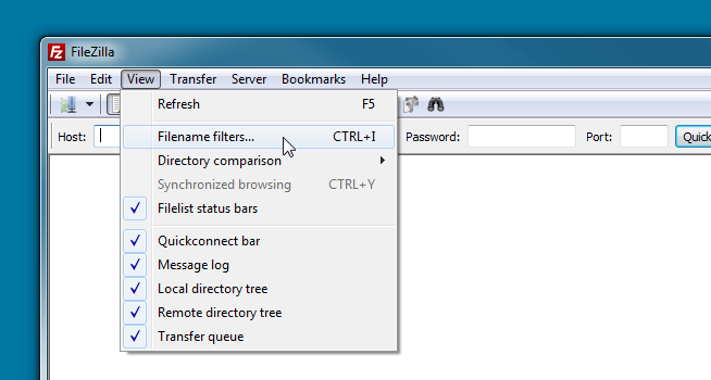 Subversion Verzeichnis in Filezilla ausblenden - Schritt 1