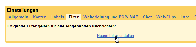 Google Mail Filter Einstellungen