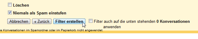 Google Mail Filter erstellen