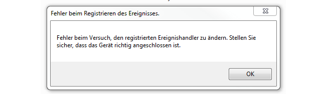 Fehler beim Registrieren des Ereignisses Fehler beim Registrieren des Ereignisses