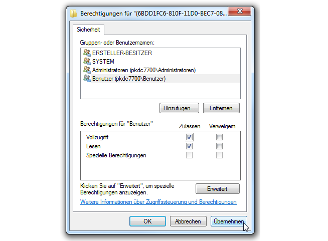 Registry Berechtigungen Registry Berechtigungen